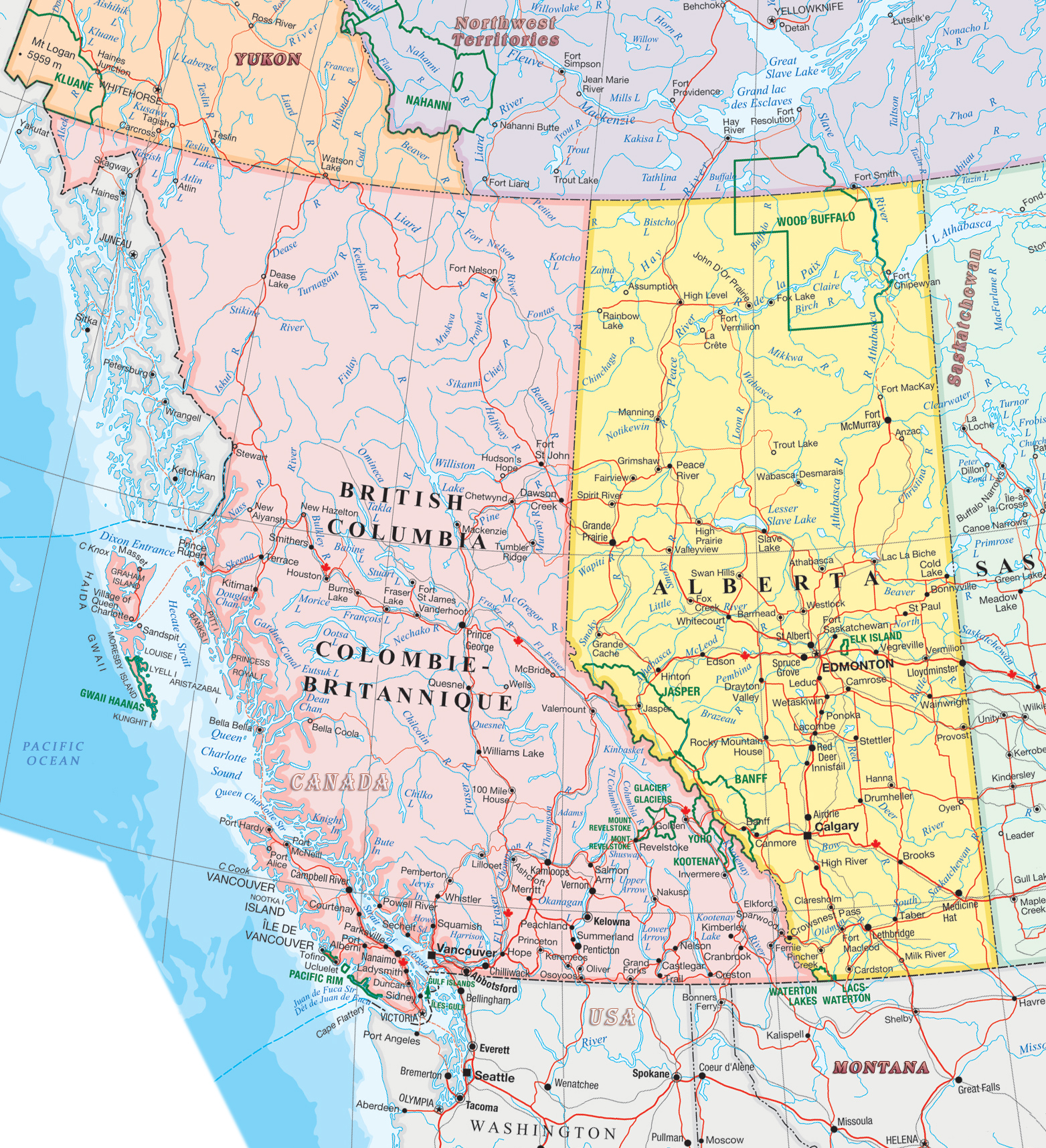 Alberta British Columbia Map