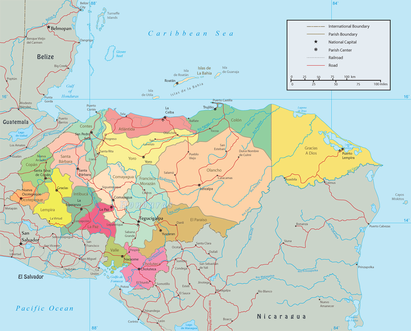 Political Map Honduras
