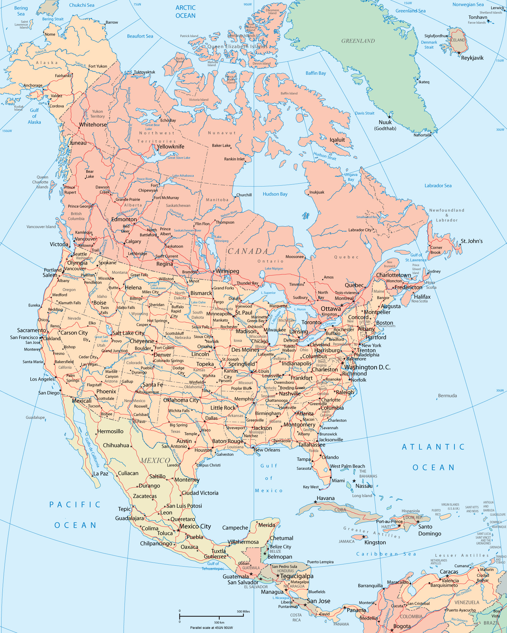 toronto on map of north america North America Map Political toronto on map of north america